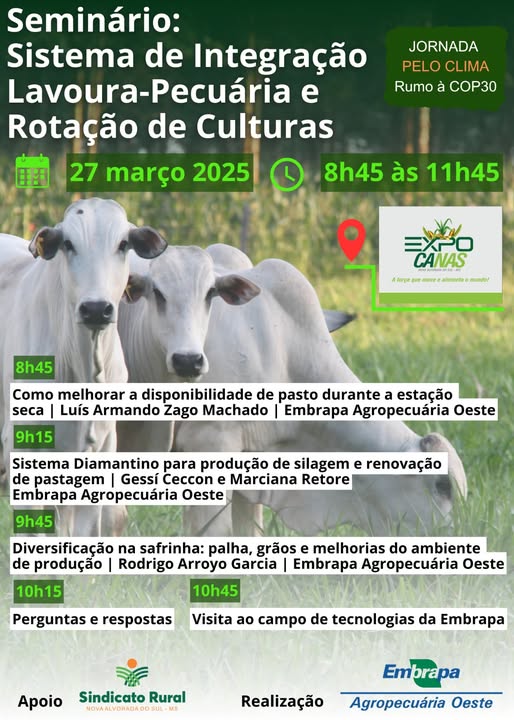 Seminário sobre Integração Lavoura Pecuária acontece na Expocanas