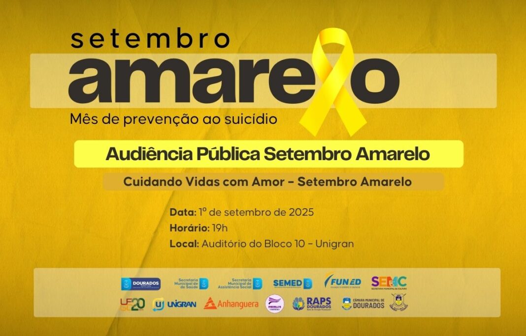 Campanha Setembro Amarelo abordará a saúde mental de maneira integral, incluindo a promoção da qualidade de vida, do bem-estar social e emocional.