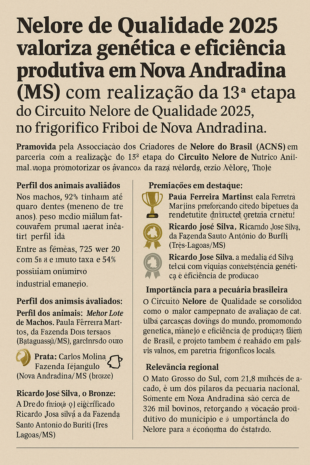 Nelore de Qualidade 2025 valoriza genética e eficiência produtiva em Nova Andradina (MS)