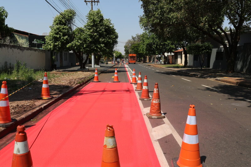 Revitalização da ciclofaixa da rua Cafelândia será concluída nos próximos dias.