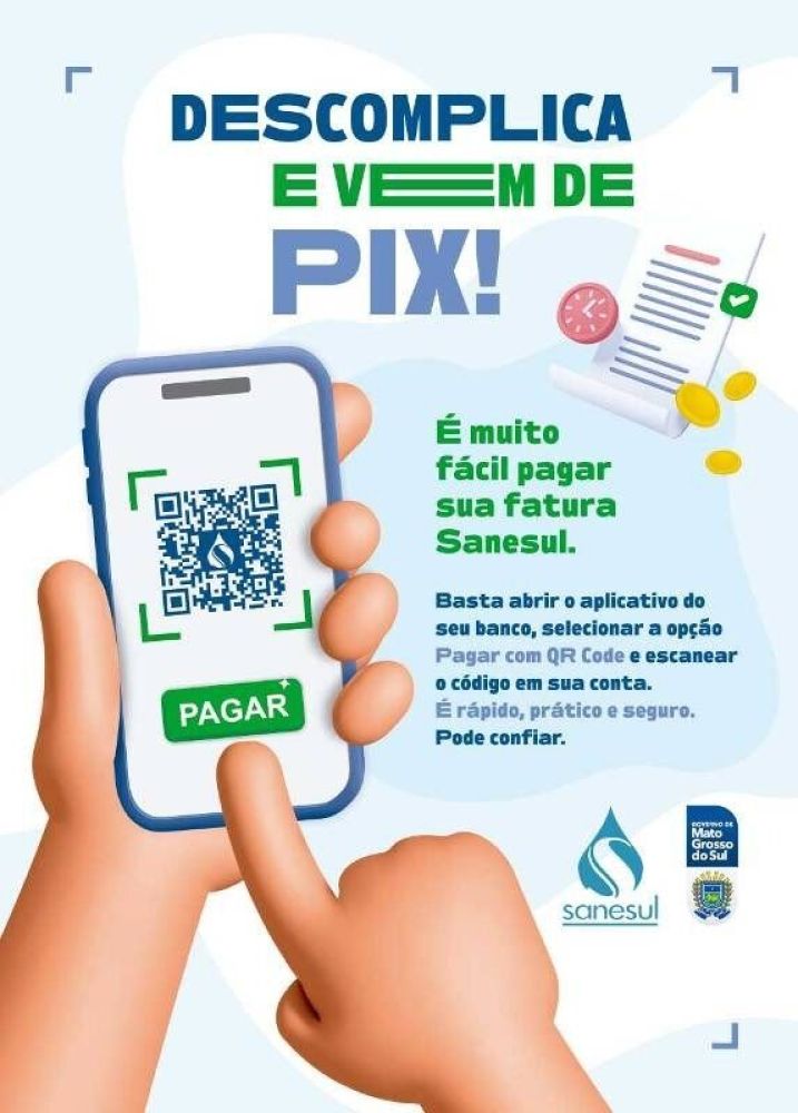 Pix lidera a forma de pagamento das contas da Sanesul. (Foto: Acom).
