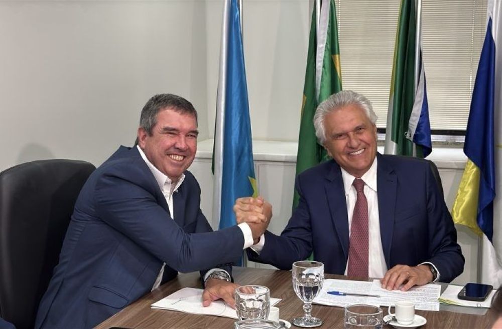 Riedel e Ronaldo Caiado durante o evento em Brasília. (Foto: Secom/MS)