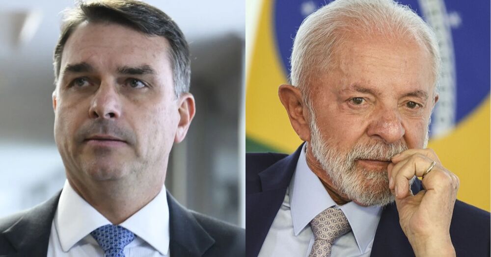 Flávio Bolsonaro e Lula empatam tecnicamente nas pesquisas. (Foto: Montagem/Reprodução)