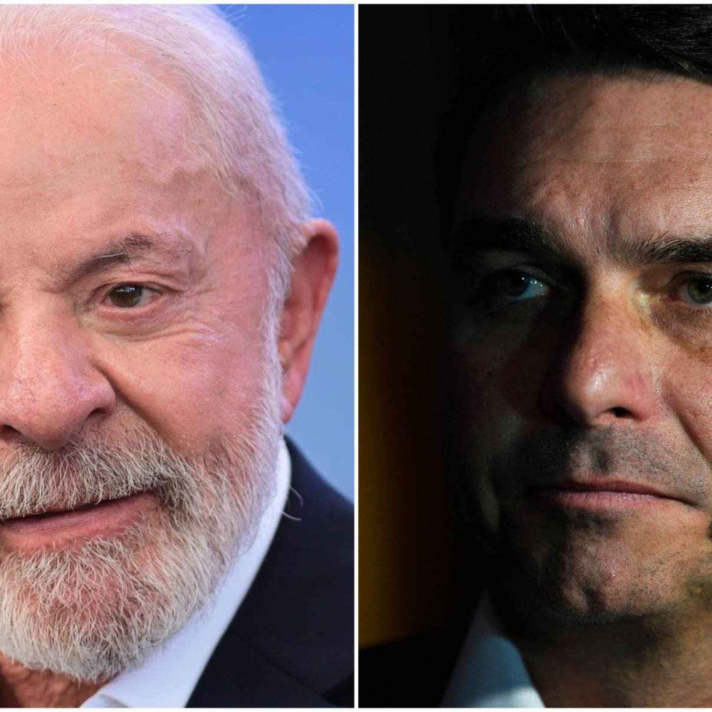 Pesquisa mostra Lula com quase 10 pontos à frente de Flávio Bolsonaro no primeiro turno.