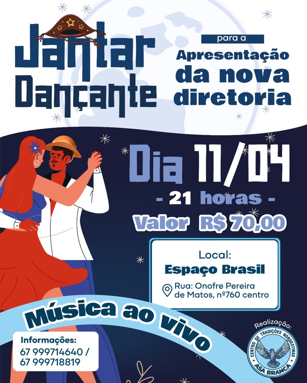 CTN Asa Branca de Dourados promove Jantar Dançante de apresentação de sua nova diretoria