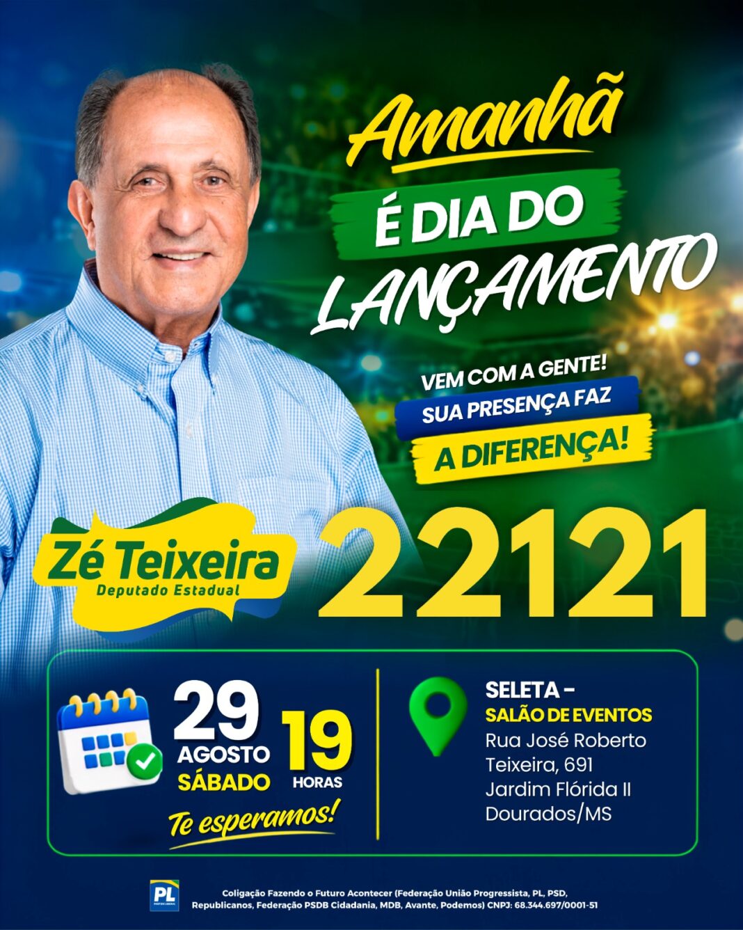 Zé Teixeira lança reeleição em Dourados com aliança por desenvolvimento