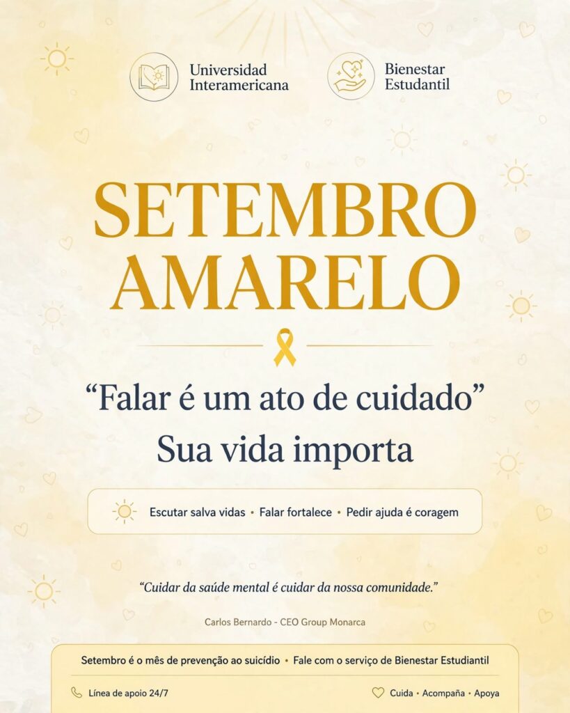 Interamericana destaca importância da saúde mental no Setembro Amarelo Interamericana destaca importância da saúde mental no Setembro Amarelo