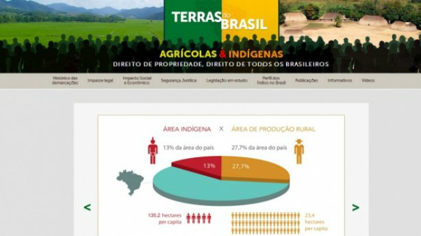 CNA lança site Terras do Brasil Pagina principal do site Foto: CNA