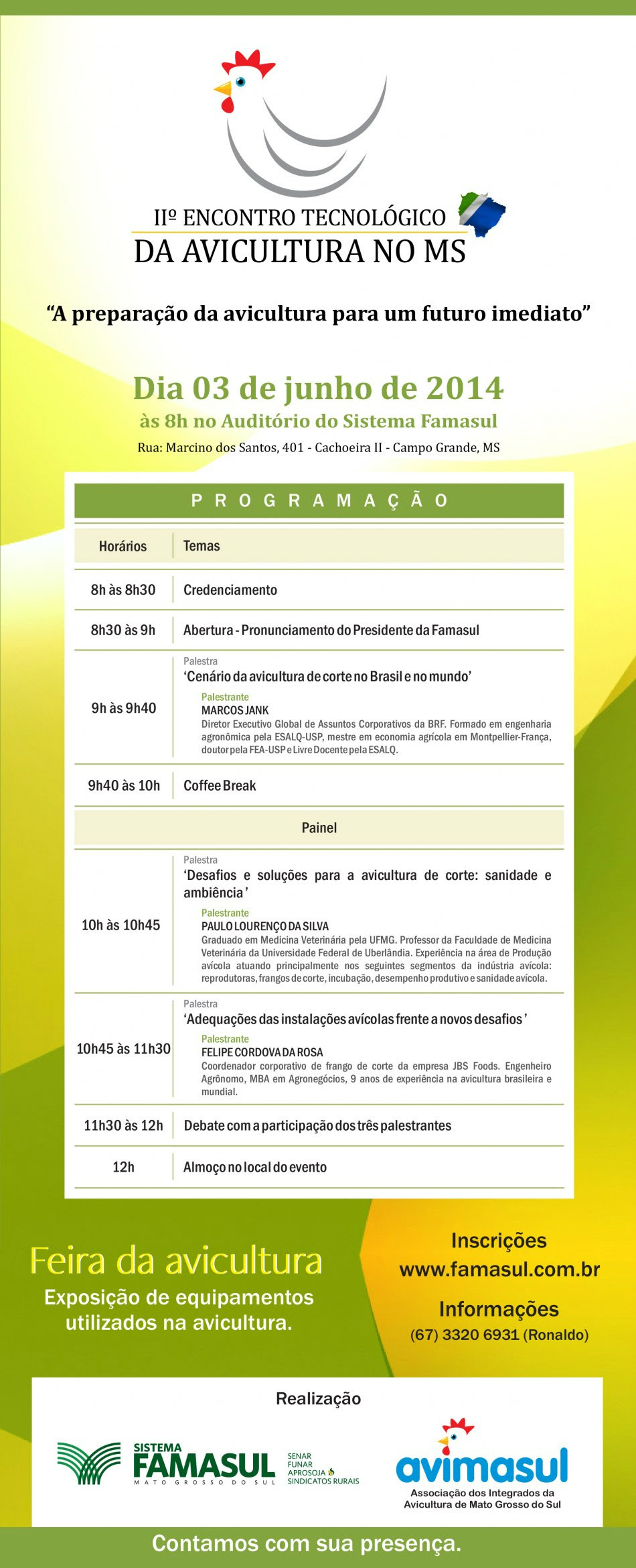 Famasul e Avimasul realizam II Encontro Tecnológico da Avicultura Foto: Divulgação