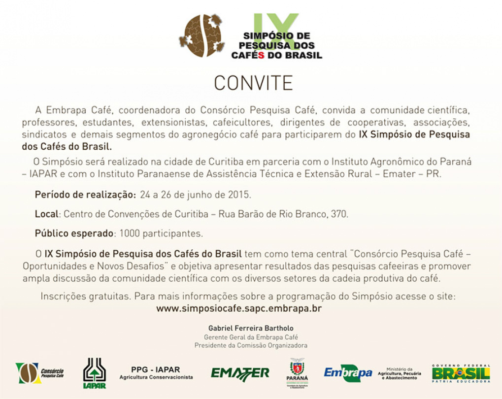 Convite - IX Simpsio de Pesquisa dos Cafs do Brasil