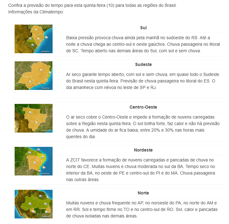 Clima: Nesta quinta-feira (10), massa de ar seco ainda garante tempo firme e altas temperaturas em grande parte do Brasil Clima: Nesta quinta-feira (10), massa de ar seco ainda garante tempo firme e altas temperaturas em grande parte do Brasil