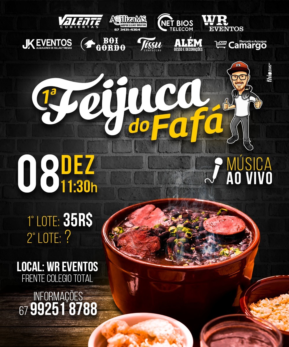 8 de Dezembro acontece 1ª FEIJUCA DO FAFÁ no espaço bola na rede 8 de Dezembro acontece 1ª FEIJUCA DO FAFÁ no espaço bola na rede
