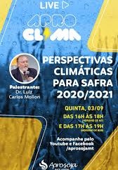 Aprosoja promove palestra online sobre perceptivas climáticas para próxima safra Aprosoja promove palestra online sobre perceptivas climáticas para próxima safra