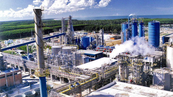 Foto de uma fabrica de celulose no Brasil. Foto: Divulgação