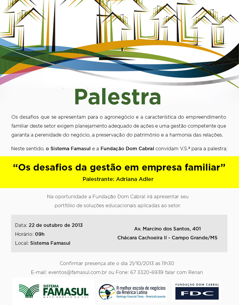 Famasul promove nesta terça palestra sobre sucessão em empresa familiar