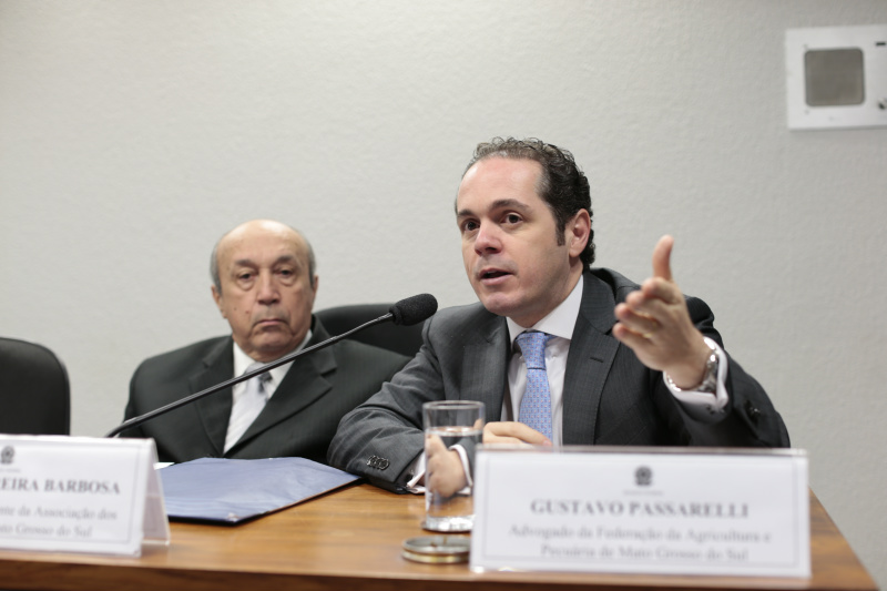 Advogado do Sistema Famasul, Gustavo Passarelli, durante debate na CRA. Foto: Famasul