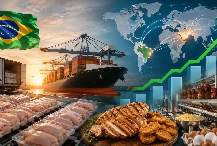 Exportações de carne de frango do Brasil crescem 29,6% e atingem 3º maior volume histórico em maio de 2026, aponta Cepea