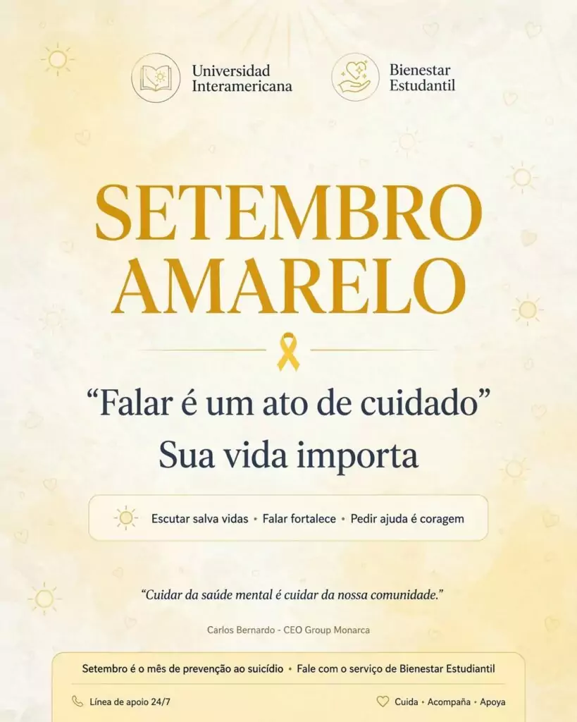 Interamericana destaca importância da saúde mental no Setembro Amarelo